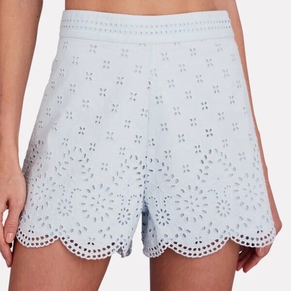 INTERMIX Pants - INTERMIX Womens Malia Scalloped Eyelet Shorts Size 2 Blue Lined High Rise